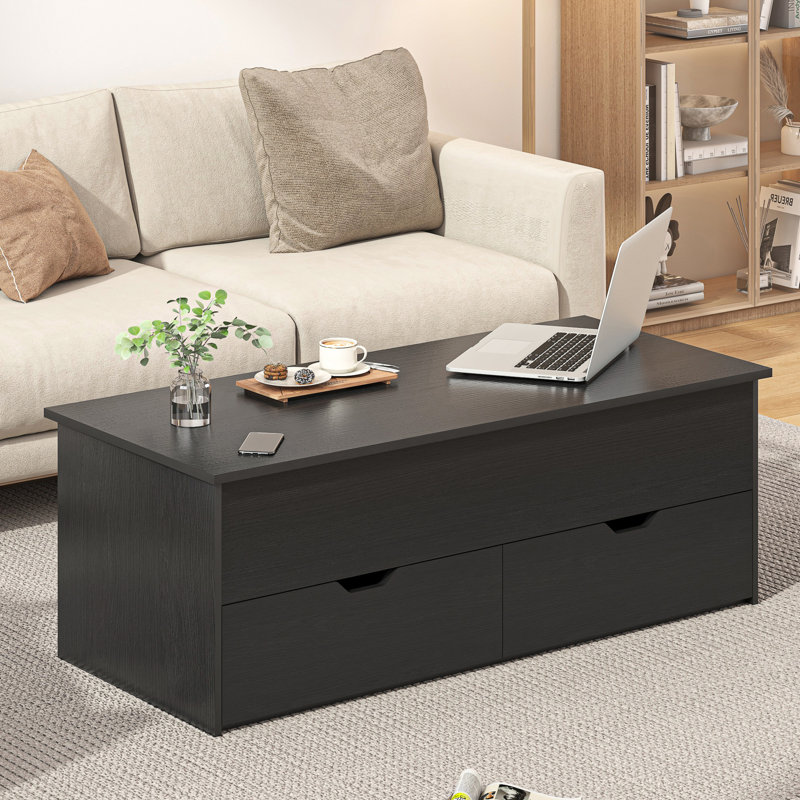 Sandrell Lift Top Coffee Table Coffee Table with Storage Center Tables Hidden Compartment 2 Drawer
